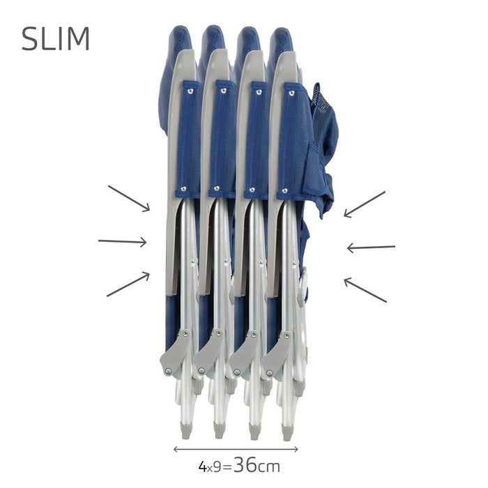Scaun de plajă Aktive Slim Pliabil Bleumarin 47 x 87 x 58 cm (2 Unități)
