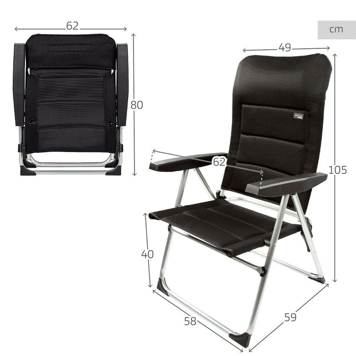 Scaun de plajă Aktive Deluxe Pliabil Negru 49 x 105 x 59 cm (2 Unități)