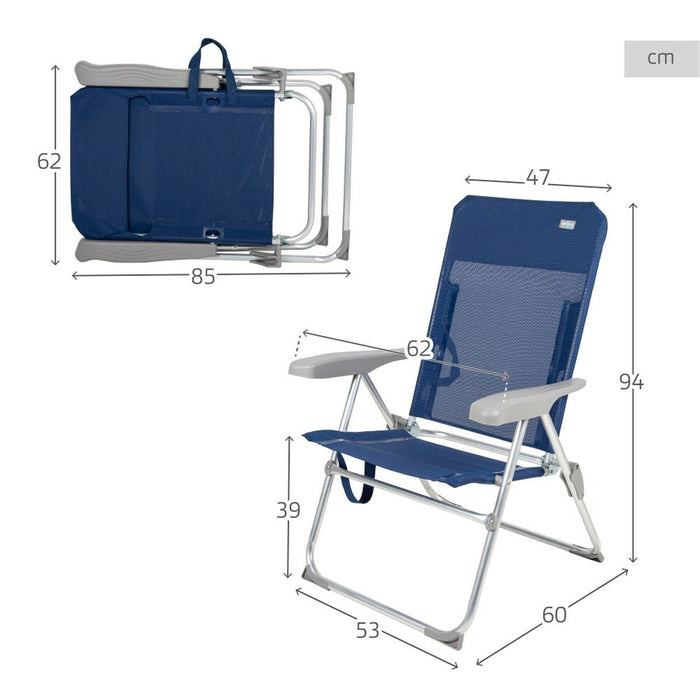 Scaun de plajă Aktive Bleumarin 47 x 94 x 60 cm (4 Unități)