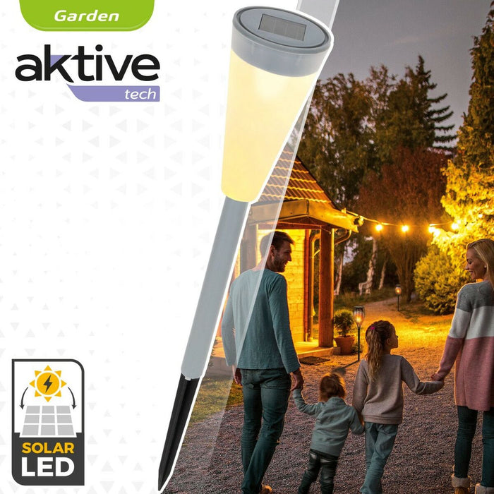 Lampă-țăruș solară de grădină Aktive Plastic 6,7 x 39 x 6,7 cm (24 Unități)