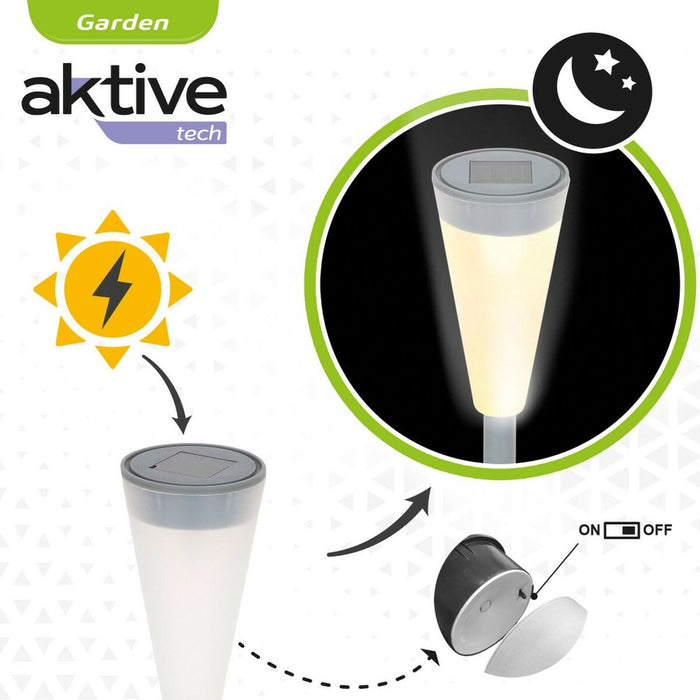 Lampă-țăruș solară de grădină Aktive Plastic 6,7 x 39 x 6,7 cm (24 Unități)