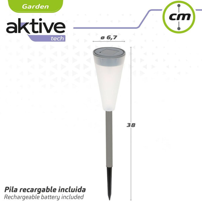 Lampă-țăruș solară de grădină Aktive Plastic 6,7 x 39 x 6,7 cm (24 Unități)
