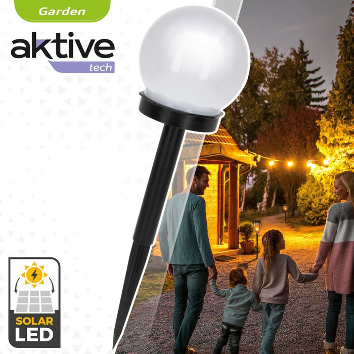 Lampă-țăruș solară de grădină Aktive Plastic 10 x 34 x 10 cm (24 Unități)