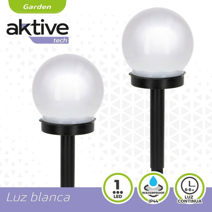 Lampă-țăruș solară de grădină Aktive Plastic 10 x 34 x 10 cm (24 Unități)