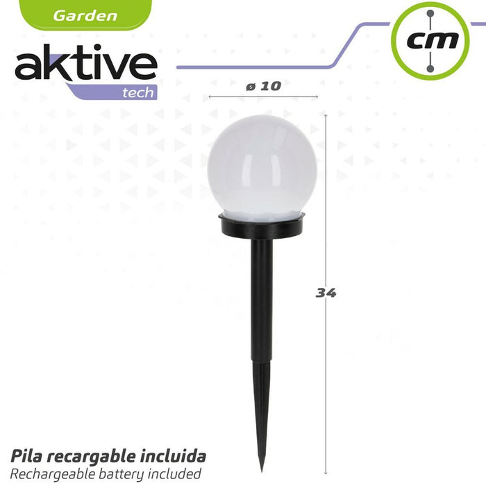 Lampă-țăruș solară de grădină Aktive Plastic 10 x 34 x 10 cm (24 Unități)