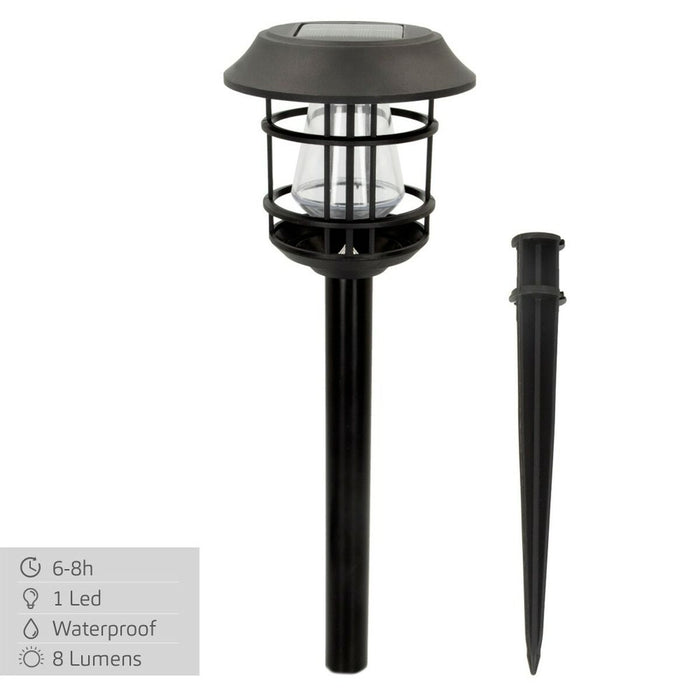 Set de lămpi-țăruși solare de grădină Aktive 2 Piese Oțel inoxidabil Plastic 13 x 55 x 13 cm (4 Unități)