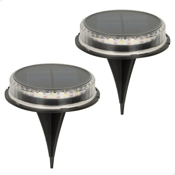 Set de lămpi-țăruși solare de grădină Aktive 2 Piese Plastic 12 x 13,5 x 12 cm (6 Unități)