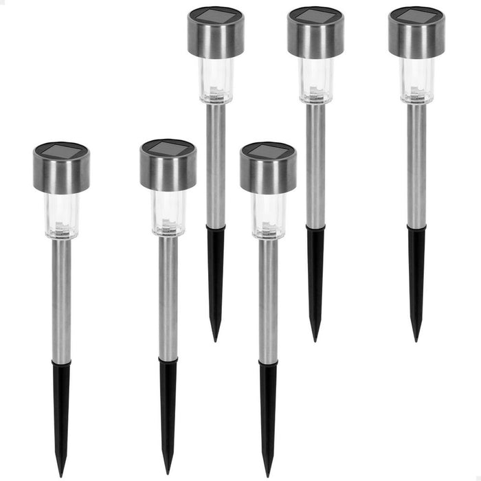 Set de lămpi-țăruși solare de grădină Aktive 6 Piese Plastic 5,5 x 36 x 5,5 cm (6 Unități)