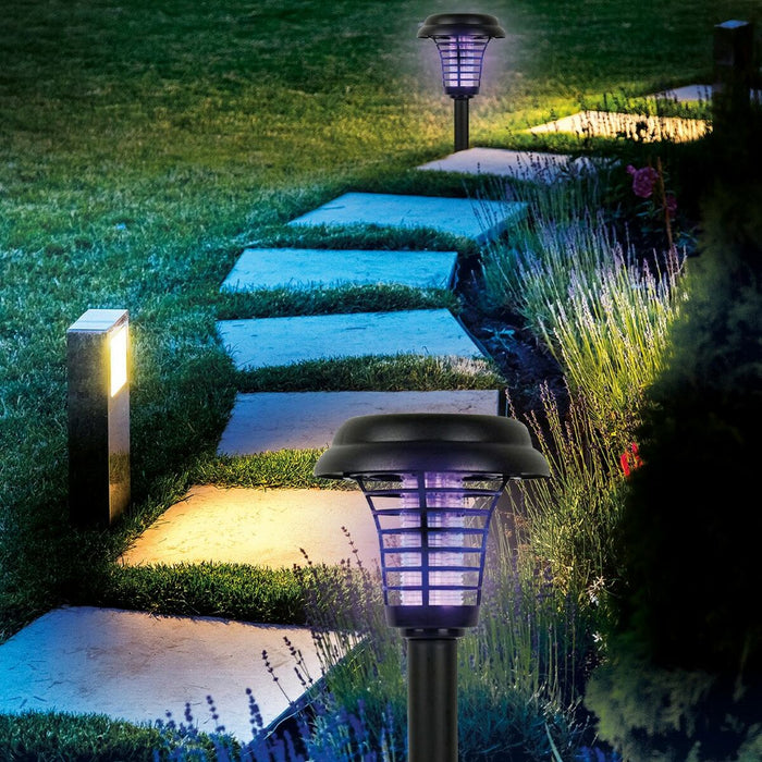 Lampă-țăruș solară de grădină Aktive polipropilenă 14 x 42 x 14 cm (4 Unități)