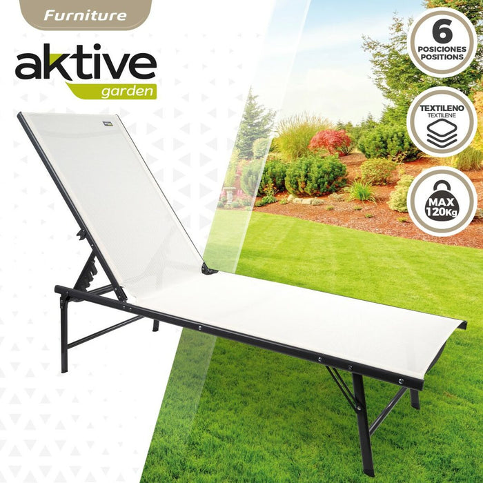Șezlong inclinat Aktive Alb 180 x 35 x 49 cm (2 Unități)