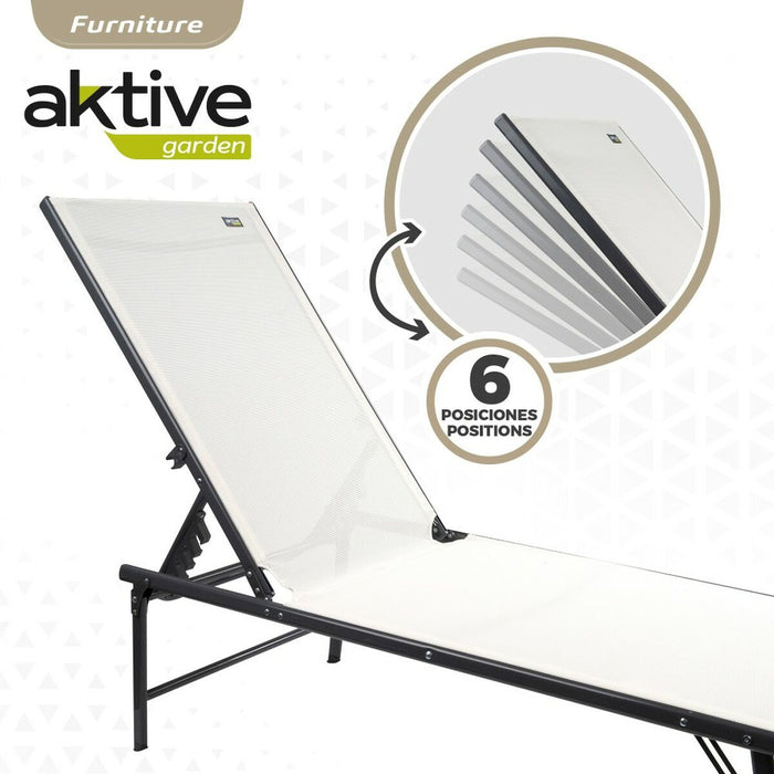 Șezlong inclinat Aktive Alb 180 x 35 x 49 cm (2 Unități)