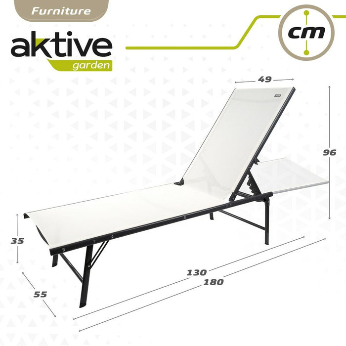 Șezlong inclinat Aktive Alb 180 x 35 x 49 cm (2 Unități)