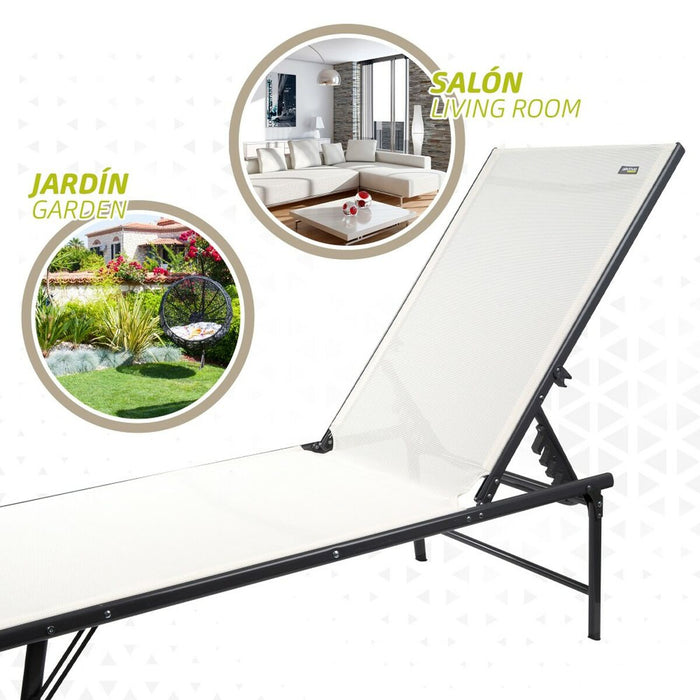 Șezlong inclinat Aktive Alb 180 x 35 x 49 cm (2 Unități)