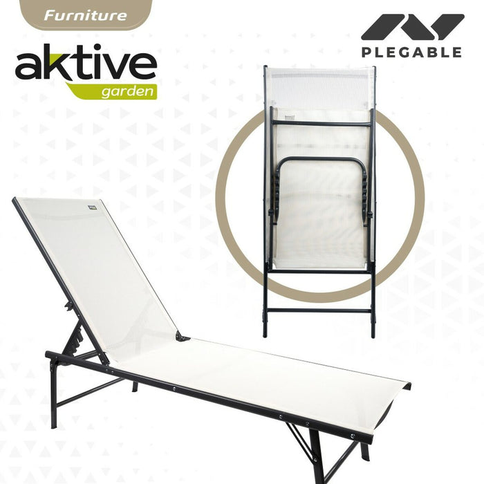 Șezlong inclinat Aktive Alb 180 x 35 x 49 cm (2 Unități)