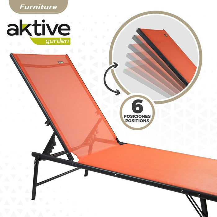 Șezlong inclinat Aktive Portocaliu 180 x 35 x 49 cm (2 Unități)