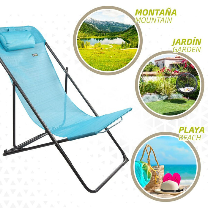 Șezlong inclinat Aktive Albastru 53 x 87 x 78 cm (4 Unități)