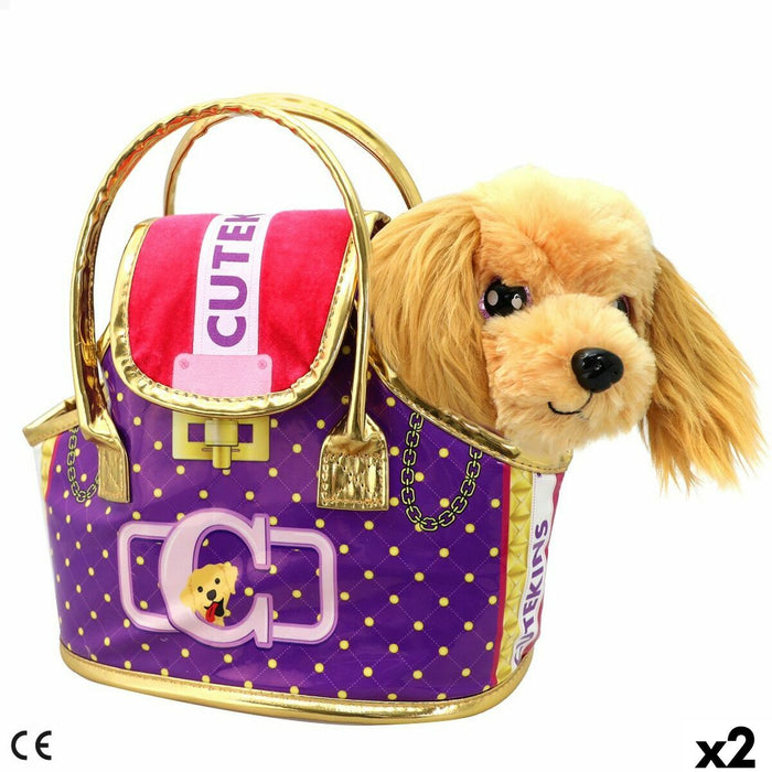 Jucărie de Pluș Funville Cutekins Geantă Câine 25 x 20 x 13 cm (2 Unități)