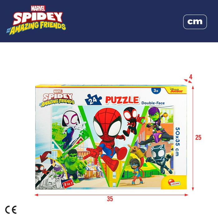 Puzzle pentru Copii Spidey Cu două fețe 50 x 35 cm 24 Piese (12 Unități)