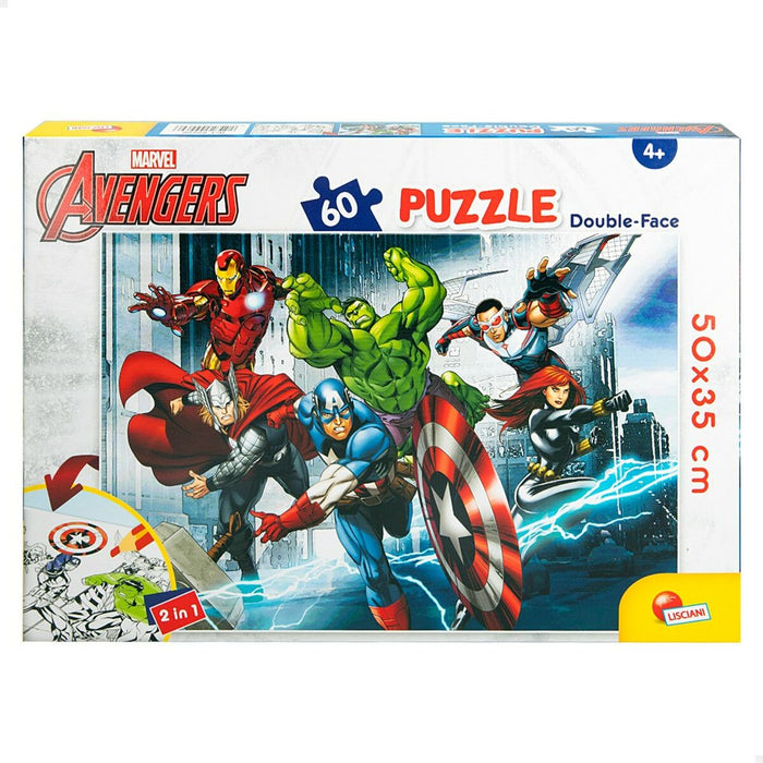 Puzzle pentru Copii The Avengers Cu două fețe 60 Piese 50 x 35 cm (12 Unități)