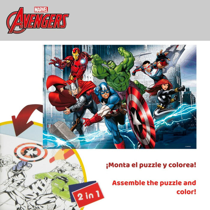 Puzzle pentru Copii The Avengers Cu două fețe 60 Piese 50 x 35 cm (12 Unități)