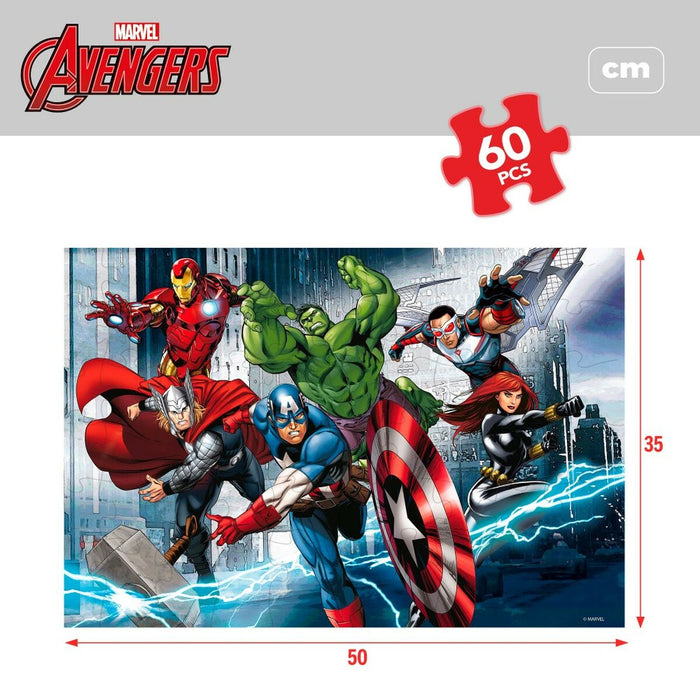 Puzzle pentru Copii The Avengers Cu două fețe 60 Piese 50 x 35 cm (12 Unități)