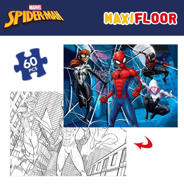 Puzzle pentru Copii Spider-Man Cu două fețe 60 Piese 70 x 1,5 x 50 cm (6 Unități)