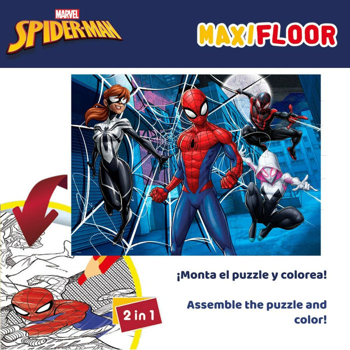 Puzzle pentru Copii Spider-Man Cu două fețe 60 Piese 70 x 1,5 x 50 cm (6 Unități)