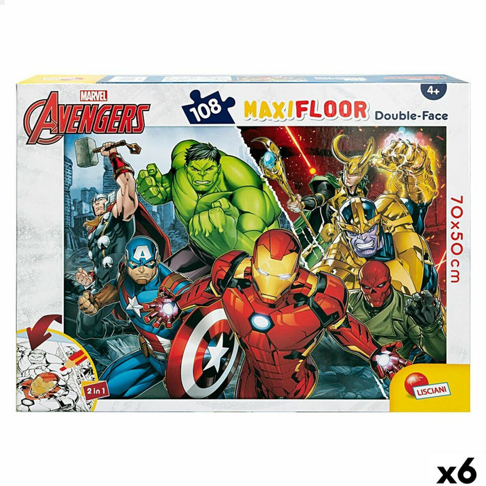 Puzzle pentru Copii The Avengers Cu două fețe 108 Piese 70 x 1,5 x 50 cm (6 Unități)