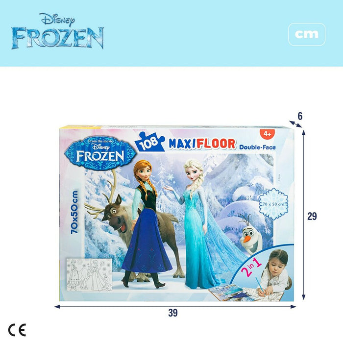 Puzzle pentru Copii Frozen Cu două fețe 108 Piese 70 x 1,5 x 50 cm (6 Unități)