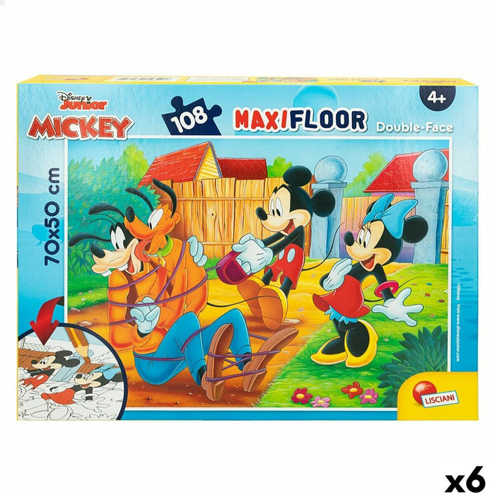 Puzzle pentru Copii Mickey Mouse Cu două fețe 108 Piese 70 x 1,5 x 50 cm (6 Unități)