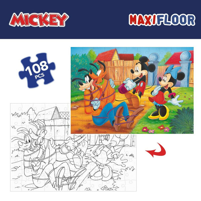 Puzzle pentru Copii Mickey Mouse Cu două fețe 108 Piese 70 x 1,5 x 50 cm (6 Unități)