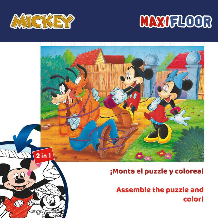 Puzzle pentru Copii Mickey Mouse Cu două fețe 108 Piese 70 x 1,5 x 50 cm (6 Unități)