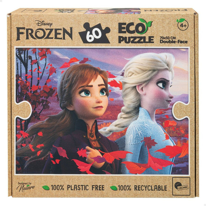 Puzzle pentru Copii Frozen Cu două fețe 60 Piese 70 x 1,5 x 50 cm (12 Unități)