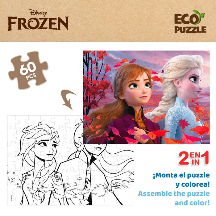 Puzzle pentru Copii Frozen Cu două fețe 60 Piese 70 x 1,5 x 50 cm (12 Unități)