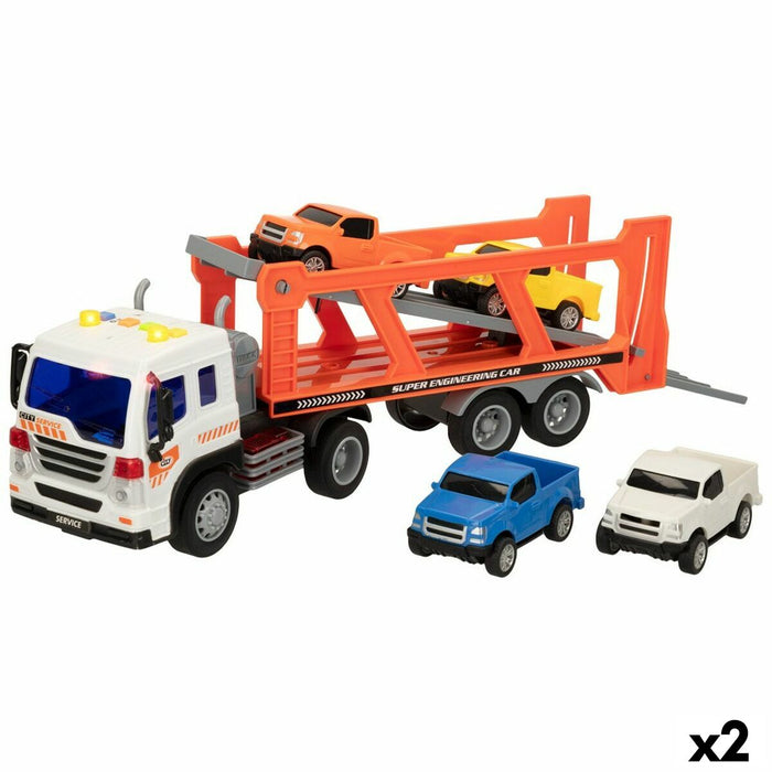 Camion Autotransporter și Mașini cu Fricțiune Speed & Go 37,5 x 12,5 x 10 cm (2 Unități)