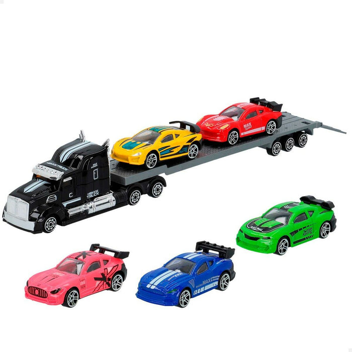 Camion Autotransporter și Mașini Speed & Go 28 x 5 x 4,5 cm (12 Unități)