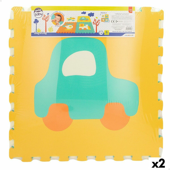 Covor Puzzle Colorbaby 4 Piese Vehicule 118 x 118 cm EVA (2 Unități)
