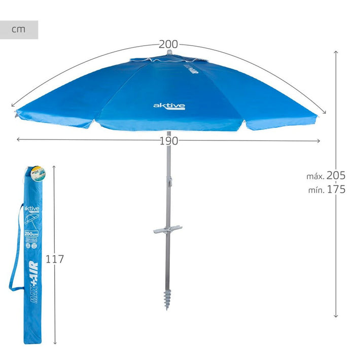 Slunečník Aktive Albastru Poliester Aluminiu 200 x 205 x 200 cm (6 Unități)