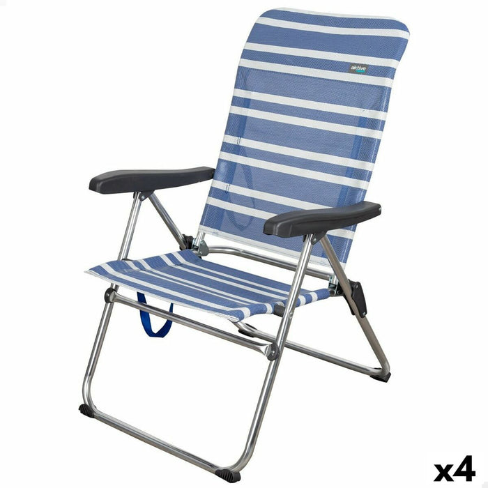 Scaun de plajă Aktive Mykonos Albastru 47 x 93 x 63 cm (4 Unități)
