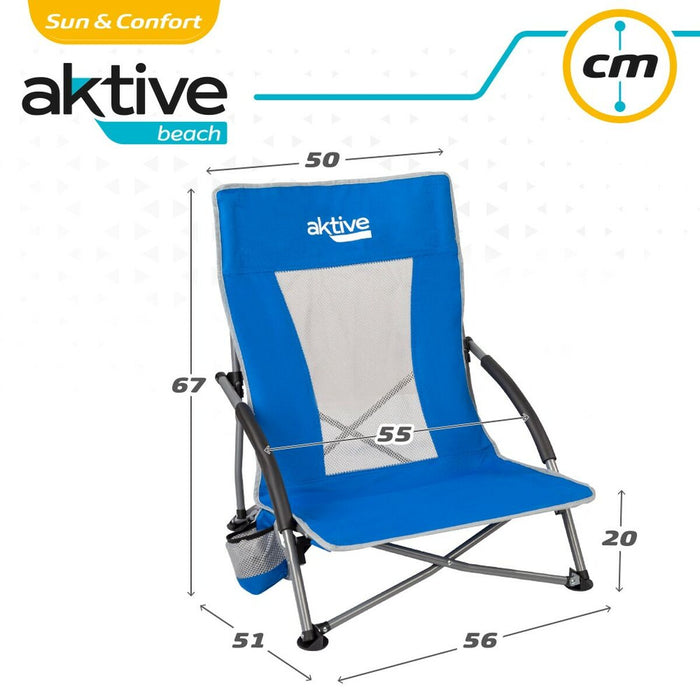 Scaun de plajă Aktive Albastru 50 x 67 x 51 cm (4 Unități)