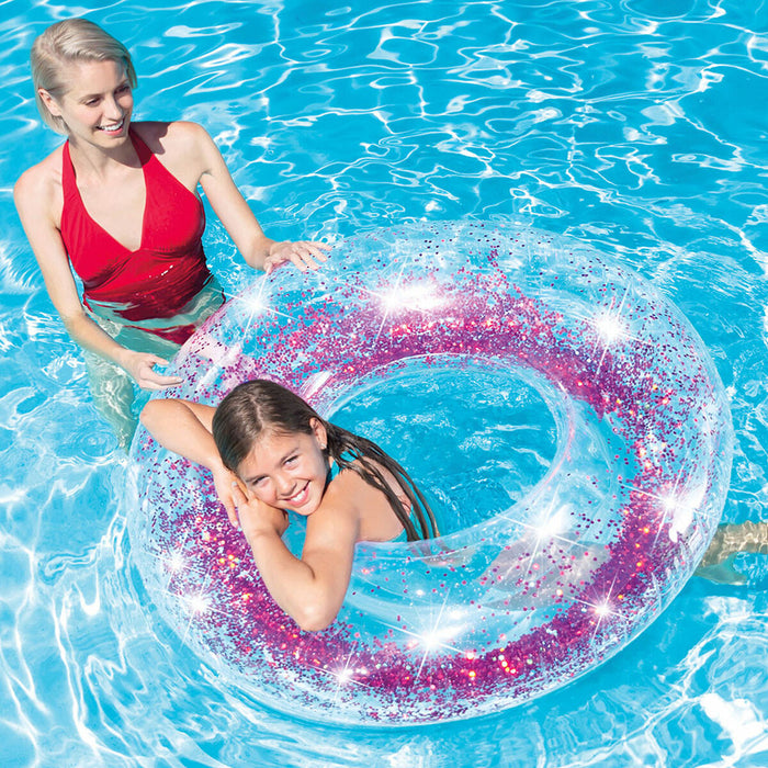 Colac Gonflabil Gogoașă Intex Transparent Purpurină Ø 119 cm (6 Unități)