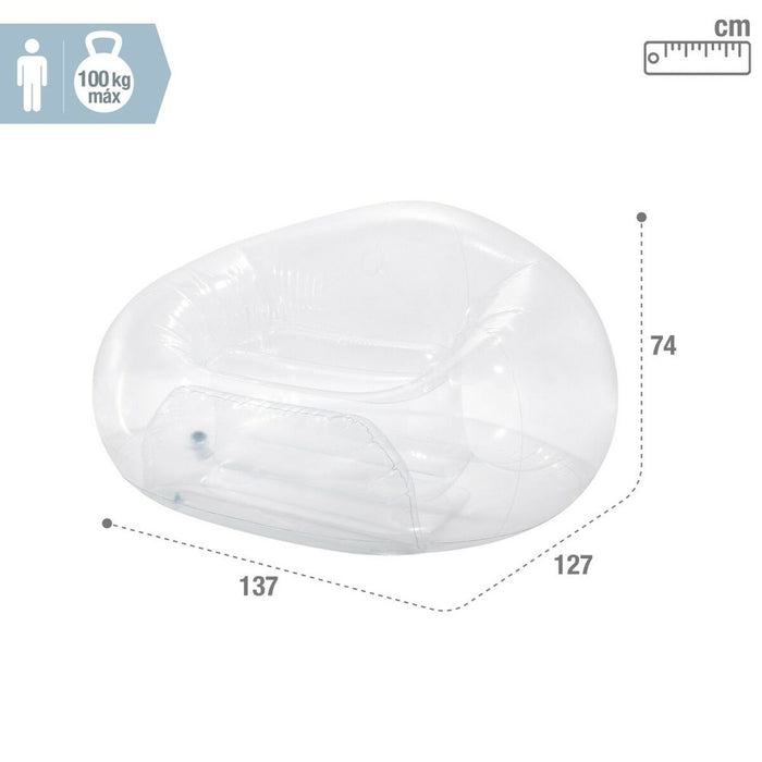 Scaun gonflabil pentru piscină Intex Beanless Transparent 137 x 74 x 127 cm (4 Unități)