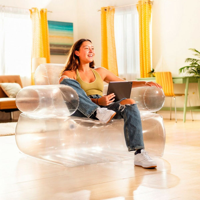 Scaun gonflabil pentru piscină Intex Transparent 109 x 79 x 107 cm (4 Unități)