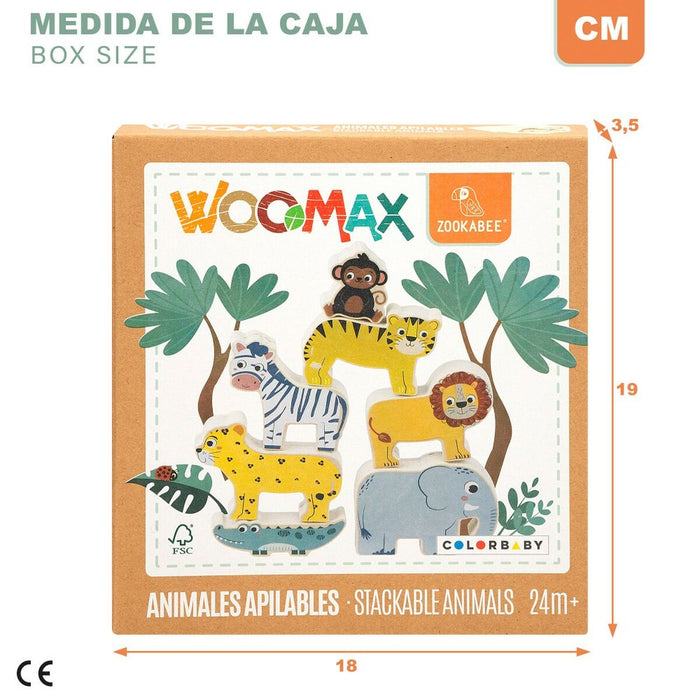Joc de Construcție + Figurine Woomax animale 16 Piese 7 x 7 x 1,5 cm (6 Unități)