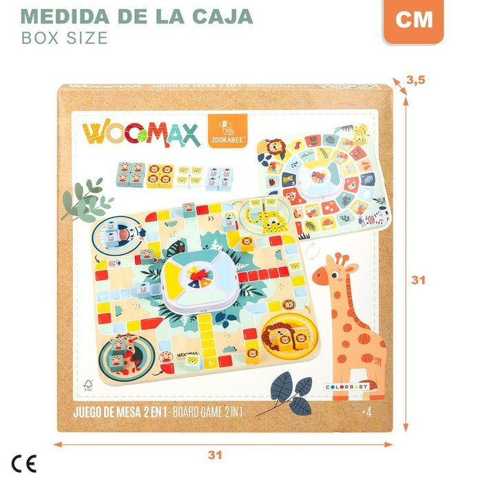 Tablă de Parchís și Oca Woomax Zookabee 30 x 3 x 30 cm Infantil animale (6 Unități)