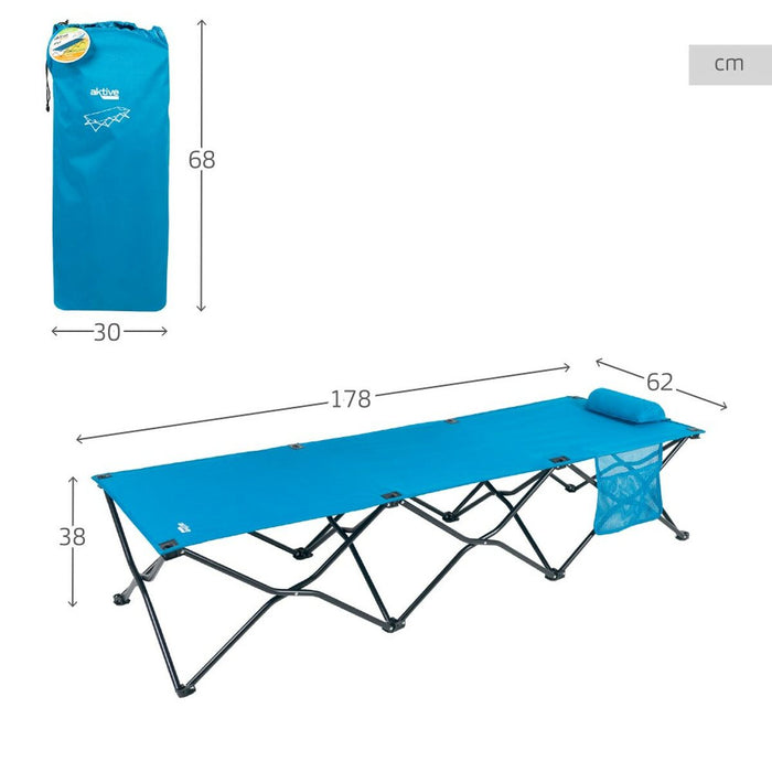 Pat pliant Aktive Albastru Camping 178 x 62 x 38 cm 178 x 38 x 62 cm (2 Unități)