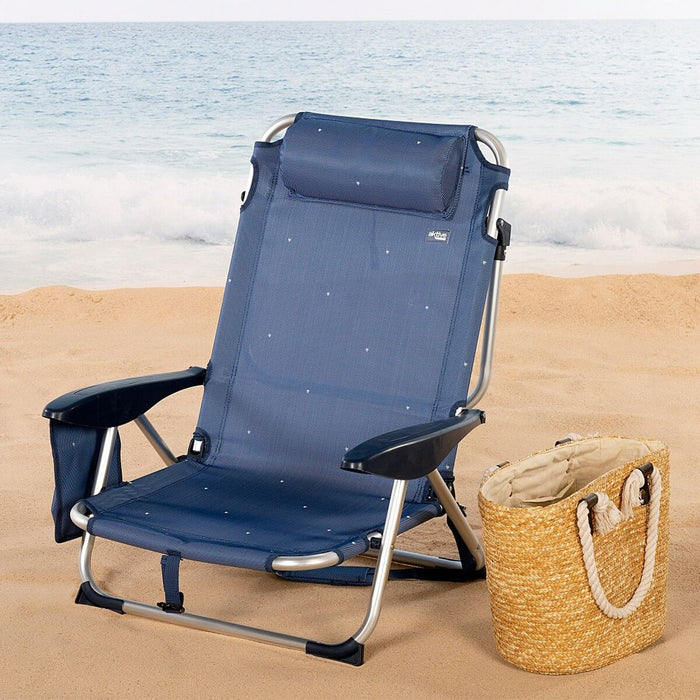 Scaun de plajă Aktive Pliabil Bleumarin 51 x 76 x 45 cm (2 Unități)