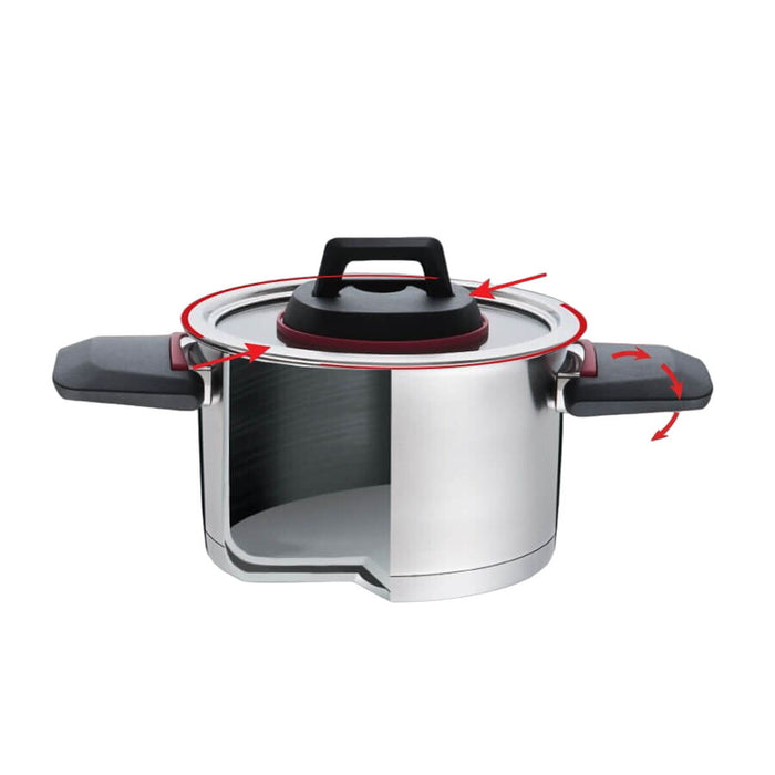 Oală cu capac Feel Maestro MR-3530-18 Negru Roșu Oțel Oțel inoxidabil Plastic Ø 18 cm 2,3 L