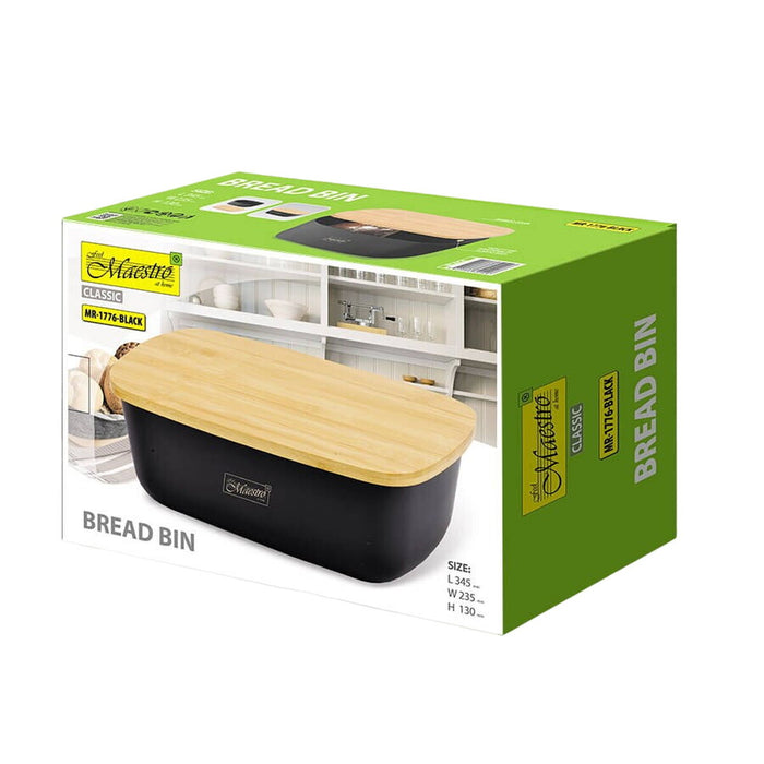 Coș pentru pâine Feel Maestro MR-1776-BLACK Negru Lemn Plastic 1 Piese 34,5 x 13 x 23,5 cm