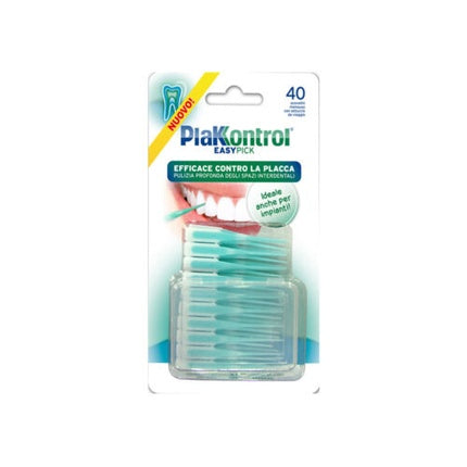 Periuță de dinți Plakkontrol Easy Pick, set 40 bucăți, culoare turcoaz